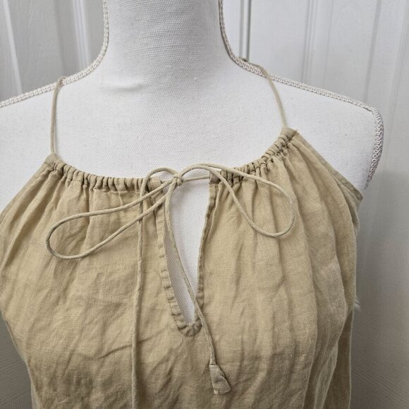 J. Crew Mini Dress Womens Small Halter Sleeveless Tan Linen Drop Waist Coastal - Picture 8 of 13